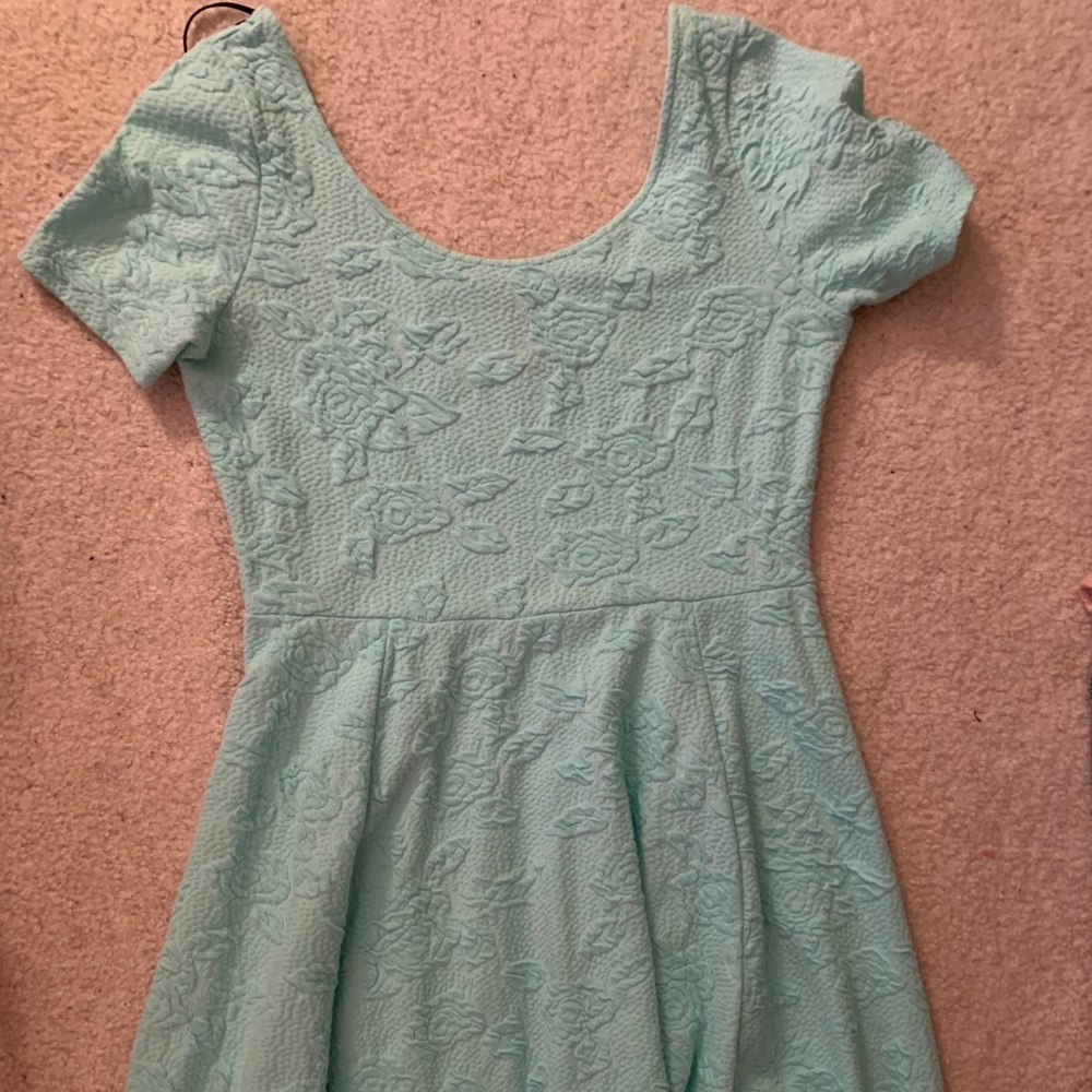 Mint baby doll dress with rose detail